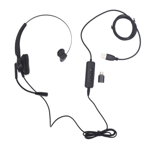 USB Monaural Headset USB C 3.5mm Connector for PC Laptop Tablet