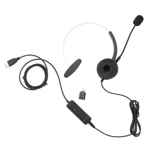 Wired Monaural USB Headset with Mic USB C PC Laptop Phone