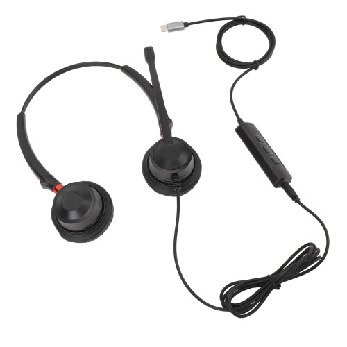 HD Noise Cancelling Binaural Headset USB C to USB 3.5mm 1