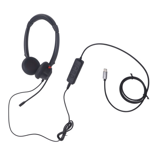 Binaural Headset USB C to 3.5mm Noise Cancelling Black 2