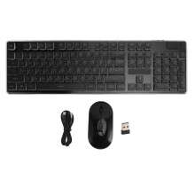 (Black) Wireless Gaming Keyboard Mouse Set Type C Rechargeable Backlit Black