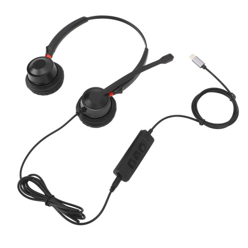HD Noise Cancelling Binaural Headset USB C to USB 3.5mm 2