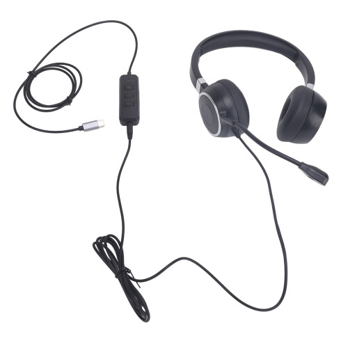 Binaural Headset Noise Cancelling Mic USB C to 3.5mm Black 2