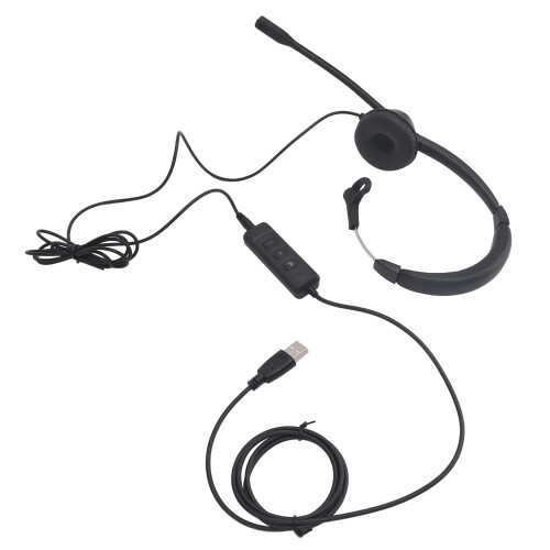 Corded Telephone Headset Noise Cancelling USB C Adapter Black 1