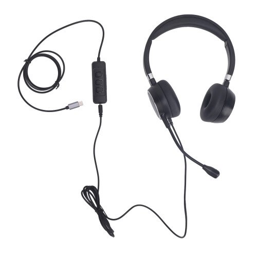 Binaural Headset Noise Cancelling Mic USB C to 3.5mm Black 1