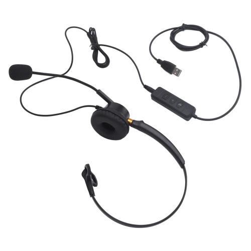USB Monaural Headset USB to USB C 3.5mm Mic for PC Laptop Tablet 1