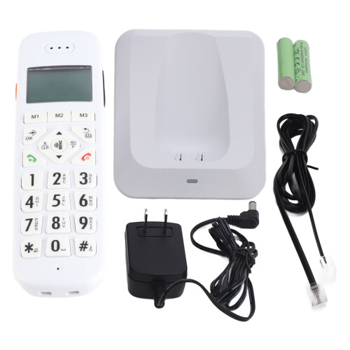 (EU Plug) Cordless Phone Big Button Yellow Backlit Speakerphone Caller ID
