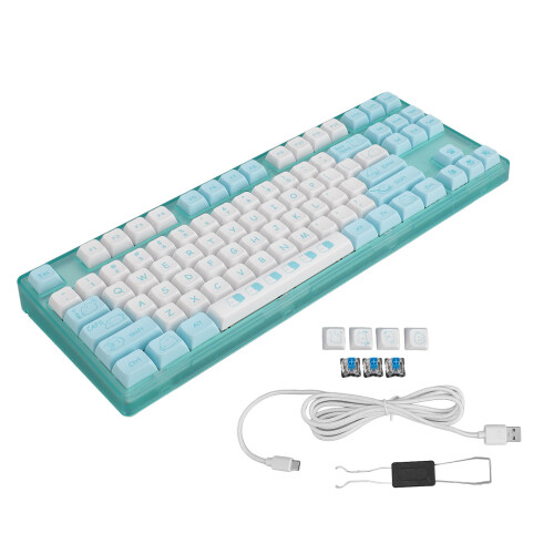 87 Keys Wired Mechanical Gaming Keyboard Blue Switch USB RGB Lights