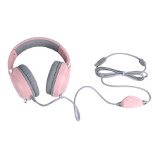 (Pink) Gaming Headset 7.1 RGB Light 50mm USB Bass Wired Pink