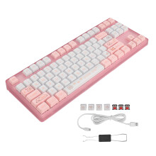 Mechanical Gaming Keyboard 87 Keys Red Switch PBT White Backlight