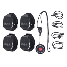 Wireless Pager System 4 Receiver 1 Button Waterproof Home Hospital
