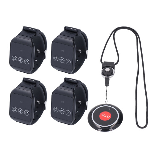 Wireless Pager System 4 Receiver 1 Button Waterproof Home Hospital 2