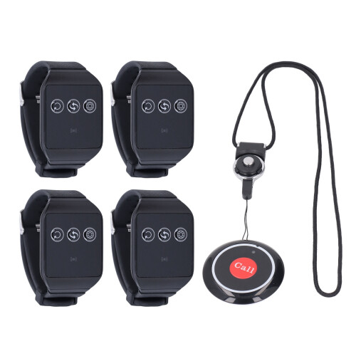 Wireless Pager System 4 Receiver 1 Button Waterproof Home Hospital 1