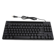 (Black) 87 Keys Wired Gaming Keyboard ABS Punk Keycaps USB Light Stand Black