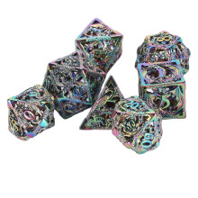 7pcs Metal Dice Set Polyhedral Clear Colorful Hollow Dragon Game Dice