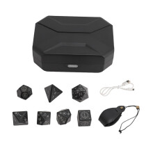 (Black Storage Bag) 7Pcs Wireless LED Light Up Dice Set with Storage Bag Black