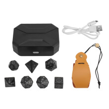 (Yellow Storage Bag) 7pcs LED Rechargeable Light Up Dice for RPG Tabletop Game Yellow Bag