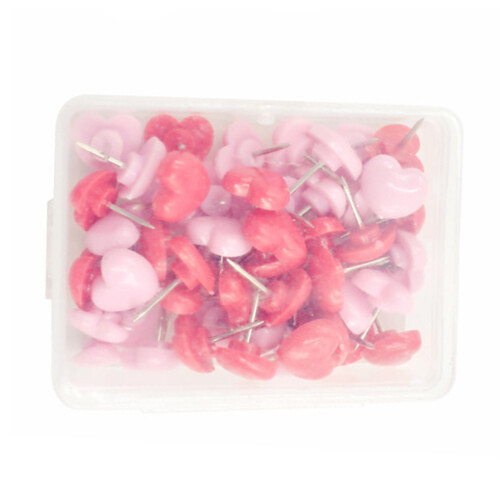 100Pcs Decorative Heart Shaped Plastic Push Pins for Cork Board Use 1