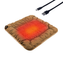 (brown)Crystal Fleece Fabric  Seat Cushion Grey Three Temperature Control 45 X 45cm Electric Heating Pad
