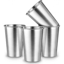 Stainless Steel Cup, 500ml (17oz) Stackable Reusable Metal Beer Tumbler, Bpa Free Beer Glasses, Drinking Glass for Party Camping Travel Kids And Adult
