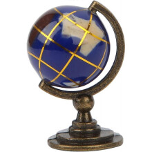 1:12 Miniature House Globe with Blue Ball Copper Base Simulation Mini Cute Decoration Model Toy for Children Kid (Blue Ball Bronze seat)