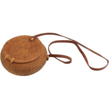 (2) Handwoven Round Rattan Bag, 20cm Diameter Lightweight Basket Purse Adjustable Strap for Summer Party (#2)