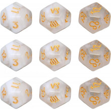 (White) Board Game Dice, Waterproof Colorfast 9pcs Polyhedral Dice Set For Board Game