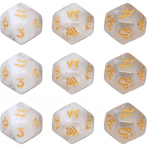 (White)Board Game Dice, Waterproof Colorfast 9pcs Polyhedral Dice Set For Board Game