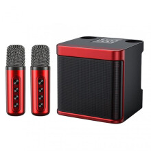 (Red) Bluetooth-compatible Audios Wireless Microphone Set Handheld Portable Home Ktv Audios For Friend Party