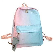 (Pink-Blue) Girls Gift Portable Fashion Nylon Outdoor Travel Casual Storage School Backpack