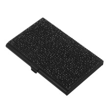 Business Card Holder Wallet Für Frauen Metall Schwarz Strass ID Case