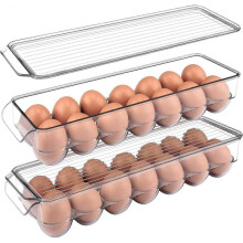 Egg Crisper Storage Box, Egg Box with 14 Compartments, Clear Dustproof Stackable Storage Box with Lid (2pcs)