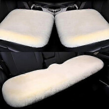 (yellow) 3-piece set of soft and fluffy car seat covers, artificial wool car front and rear seat cushions, backless plus velvet thermal cotton pads