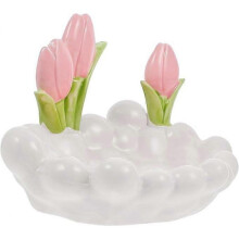 (White) Tulip entrance key storage tray, living room table decorations, creative ceramic home snack tray
