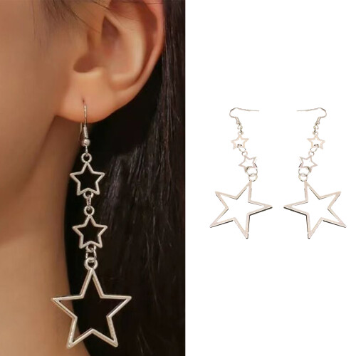 Hollow Out Pentagrams Ear Drops Five Pointed Star Shaped 1
