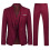 (Wine red, XS) Men's 3 Pieces -button Fit Suit Sets 1