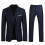 (Dark blue, S) Men's 3 Pieces -button Fit Suit Sets 1