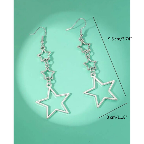 Hollow Out Pentagrams Ear Drops Five Pointed Star Shaped 2