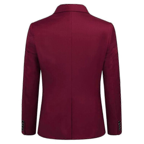 (Wine red, XS) Men's 3 Pieces -button Fit Suit Sets 2