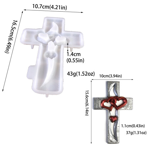 Unique Love Heart Crosses Silicone Mold for Creating Unique 2