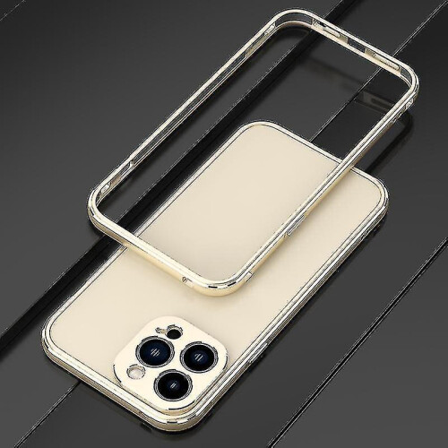 (Gold Silver) For Iphone 13 Pro Max Aurora Series Lens Protector + Metal Frame Protective Case 1
