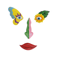 Outdoor Resin Sculpture Funny Colorful Butterfly Tree Face Decor