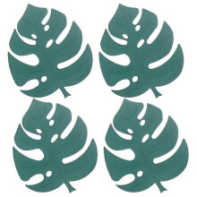 4 Pack Silicone Trivet Mat, Heat Resistant Pot Mat for Countertop, Non-slip Trivet Mats, Leaf Decor Table Mat
