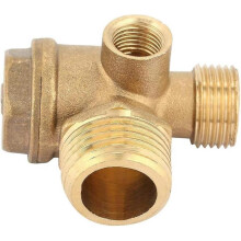 Health Gear 3-port Air Compressor Check Valve, Brass Male Threaded Valve Tube Connector Tool Pneumatic Accessory