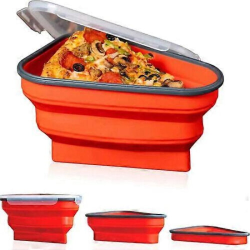 (orange) Reusable Pizza Box Pack Container Foldable Triangular Pizza Storage Container
