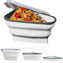 (White) Reusable Pizza Box Pack Container Foldable Triangular Pizza Storage Container