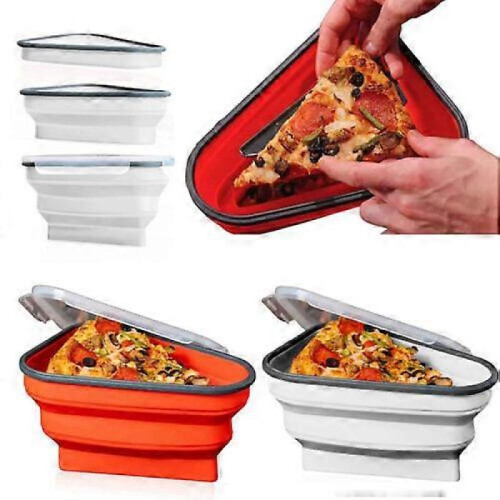 (White) Reusable Pizza Box Pack Container Foldable Triangular Pizza Storage Container 2