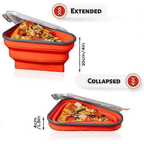 (orange) Reusable Pizza Box Pack Container Foldable Triangular Pizza Storage Container 2