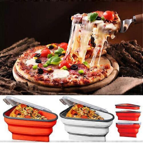 (White) Reusable Pizza Box Pack Container Foldable Triangular Pizza Storage Container 1