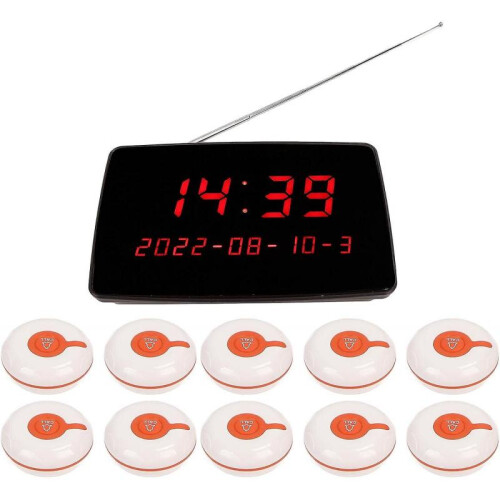 (US Plug) Waterproof Call Buttons, Wireless Calling System Waterproof 110240v Durable Abs Stable For Hotel (uk Plug)